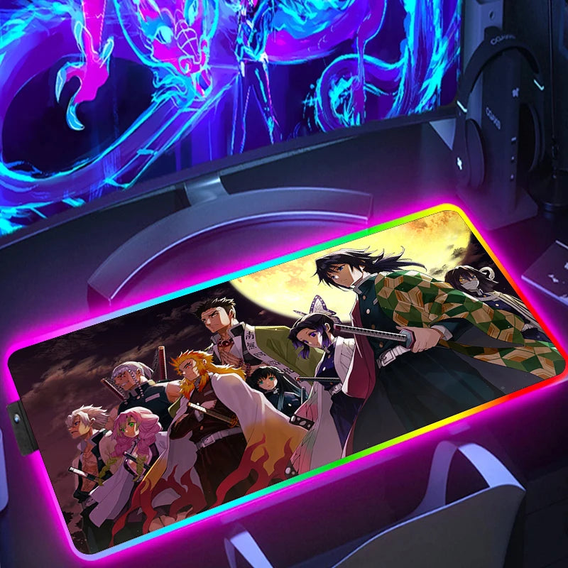 Demon Slayer RGB Gaming Mauspad – XXL Desk Mat mit LED-Beleuchtung