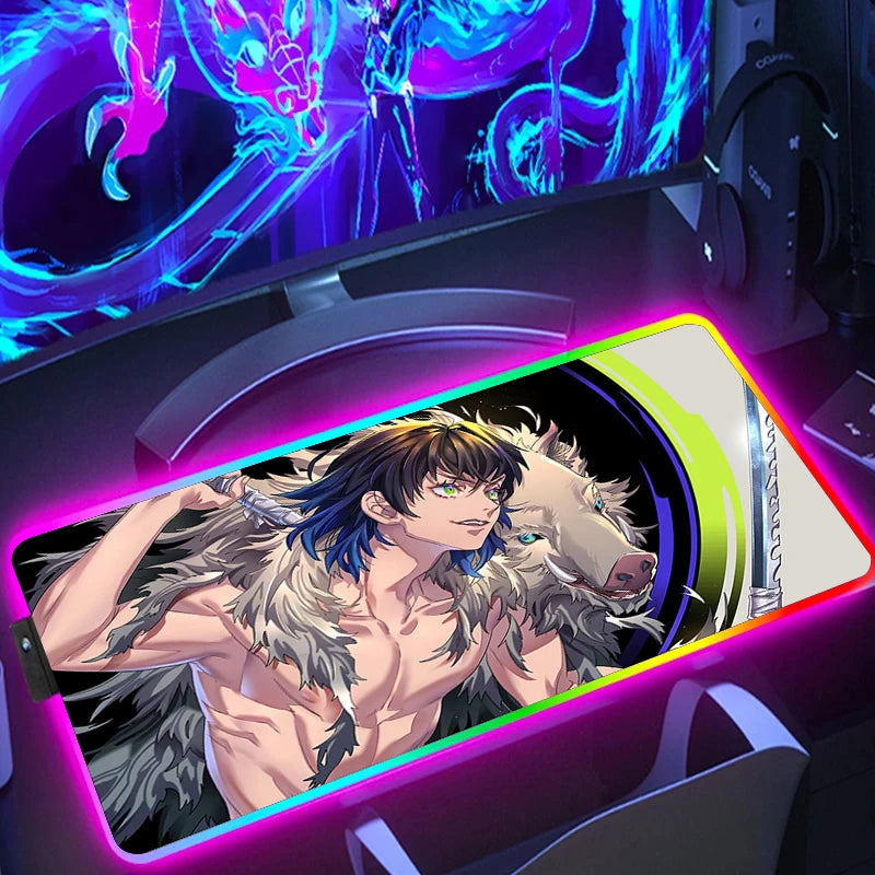 Demon Slayer RGB Gaming Mauspad – XXL Desk Mat mit LED-Beleuchtung