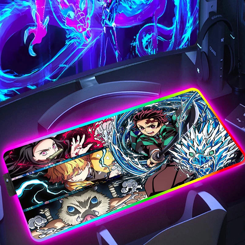 Demon Slayer RGB Gaming Mauspad – XXL Desk Mat mit LED-Beleuchtung