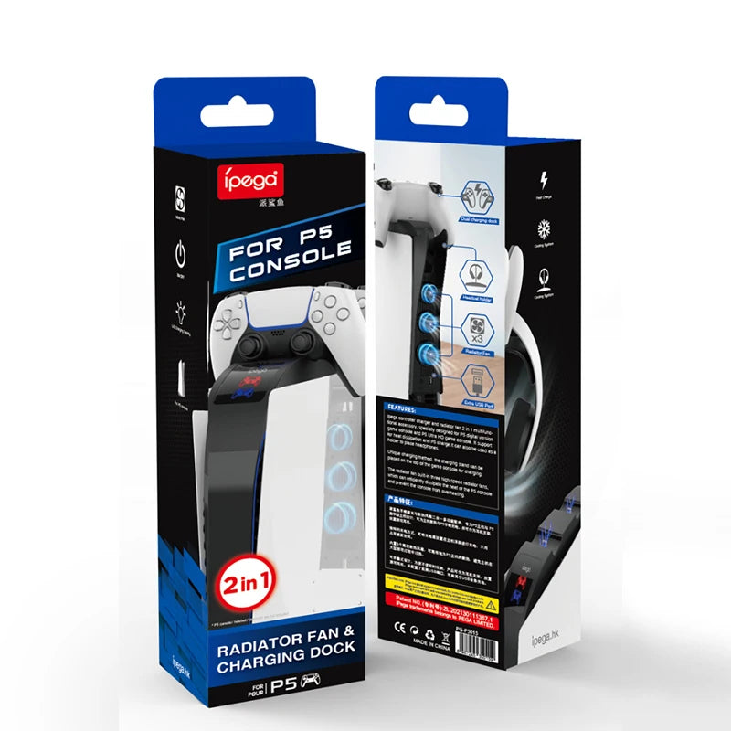 Ipega PG-P5016 – PS5 Ladestation mit Kühlung & Headset-Halter