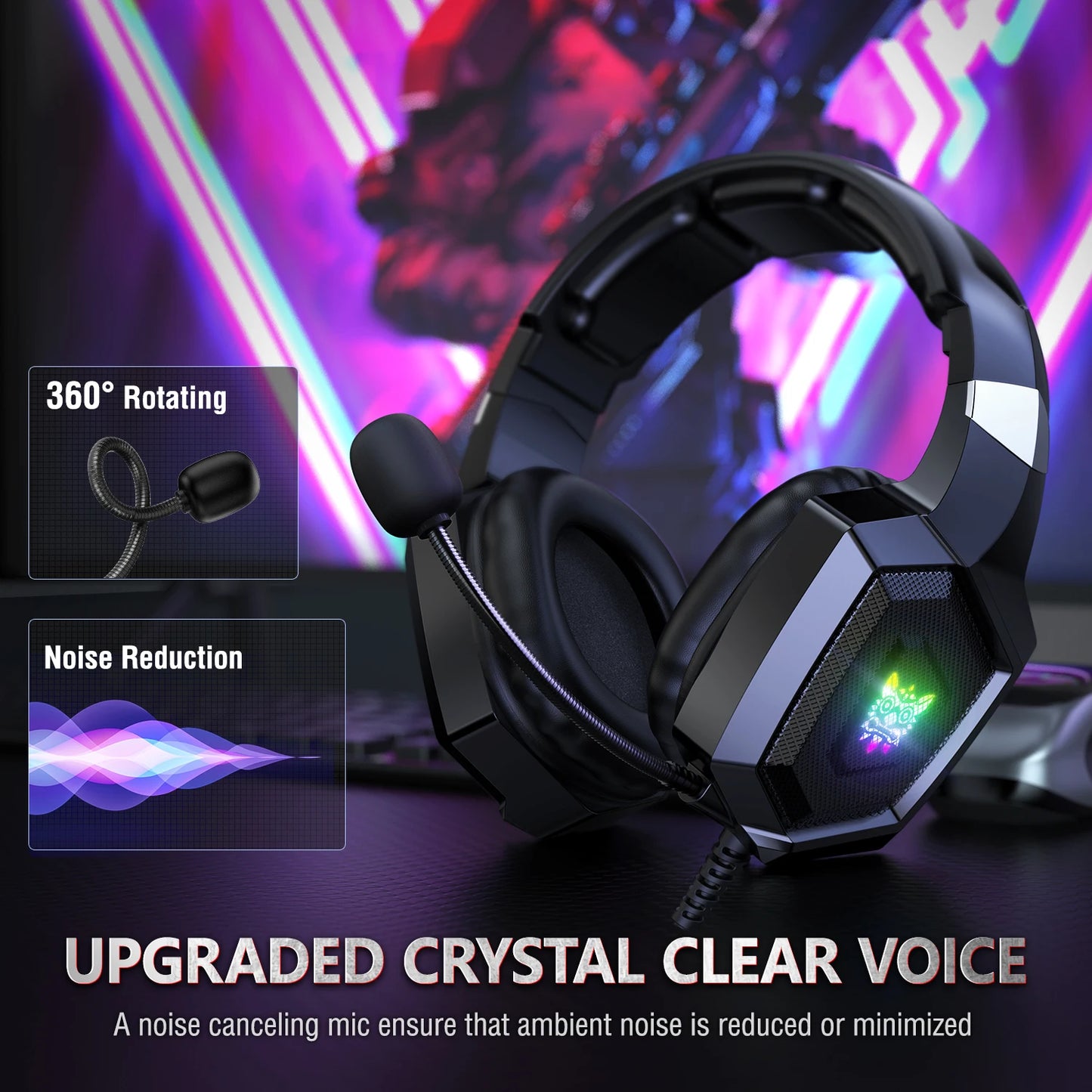 ONIKUMA K8 RGB Gaming Headset mit HD-Mikrofon