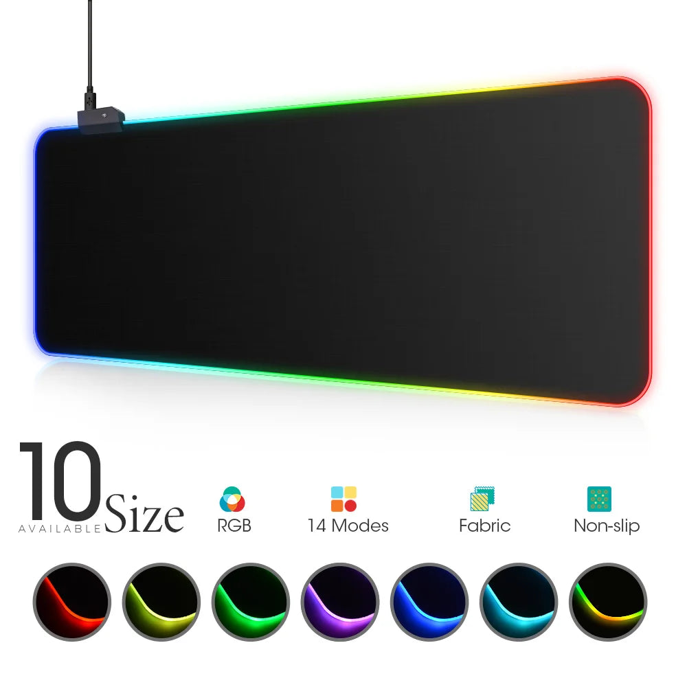 RGB LED Gaming Mauspad – Wasserdicht & Rutschfest in Multi-Größen