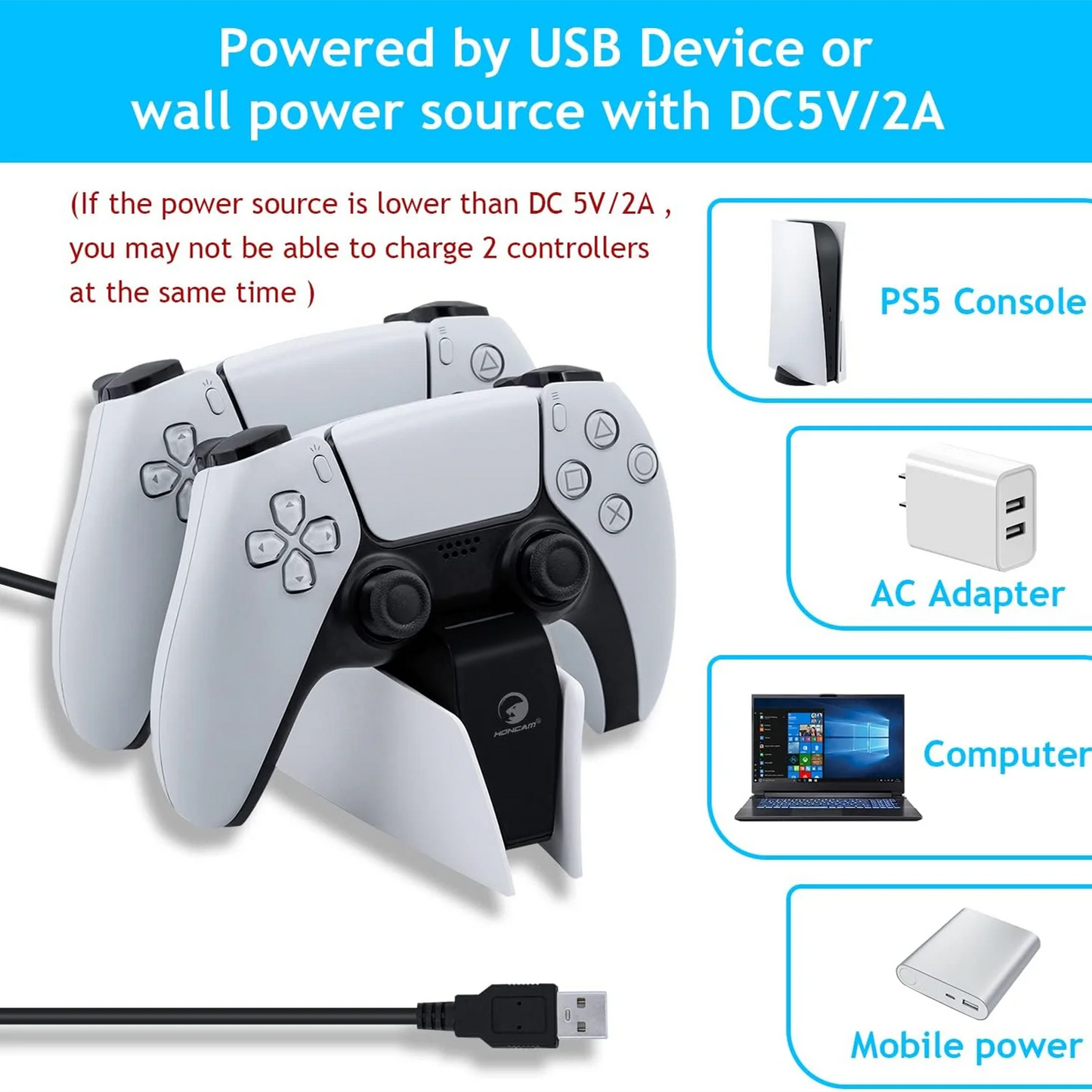 PS5 Dual Charger – Schnellladestation mit LED-Anzeige für Controller