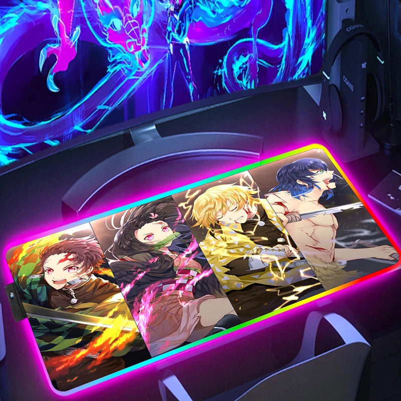 Demon Slayer RGB Gaming Mauspad – XXL Desk Mat mit LED-Beleuchtung