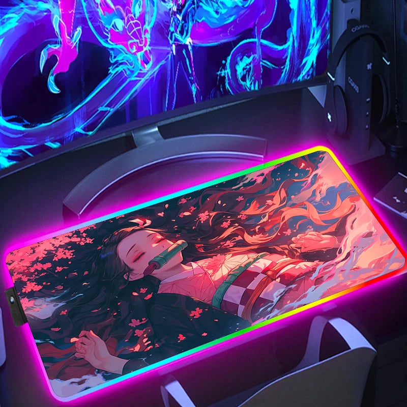 Demon Slayer RGB Gaming Mauspad – XXL Desk Mat mit LED-Beleuchtung