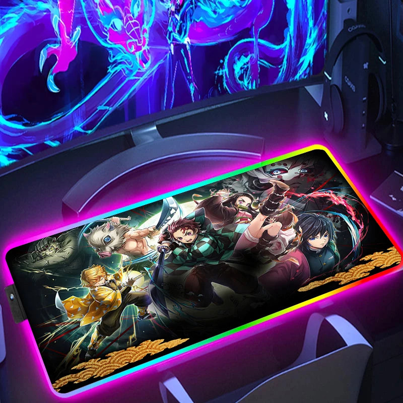 Demon Slayer RGB Gaming Mauspad – XXL Desk Mat mit LED-Beleuchtung