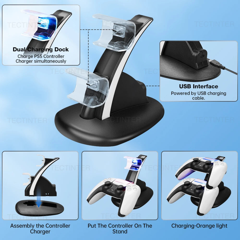 PS5 Dual Charging Dock – Type-C Ladestation für Controller