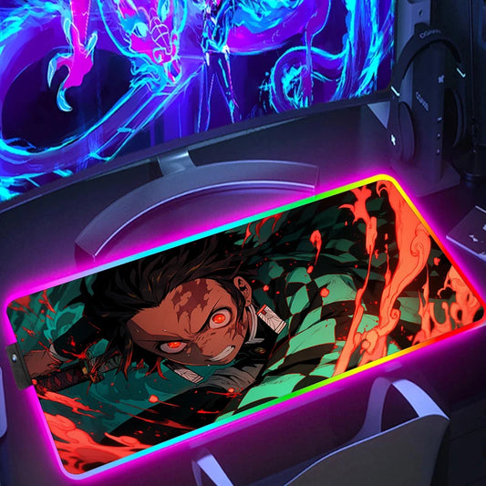 Demon Slayer RGB Gaming Mauspad – XXL Desk Mat mit LED-Beleuchtung
