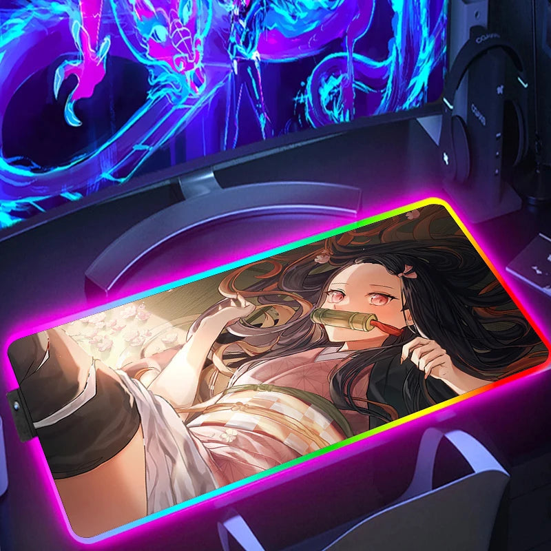 Demon Slayer RGB Gaming Mauspad – XXL Desk Mat mit LED-Beleuchtung