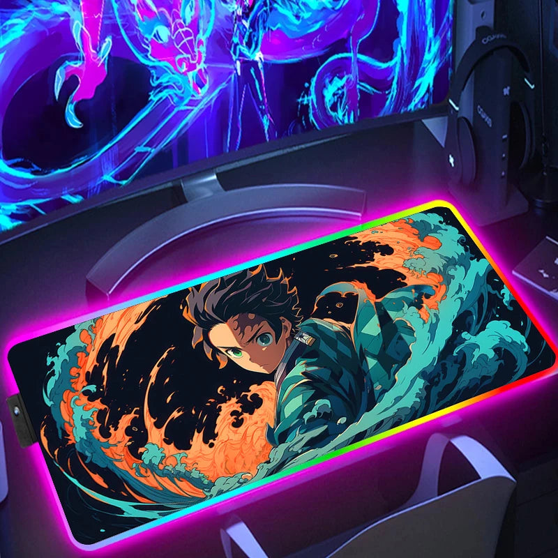 Demon Slayer RGB Gaming Mauspad – XXL Desk Mat mit LED-Beleuchtung