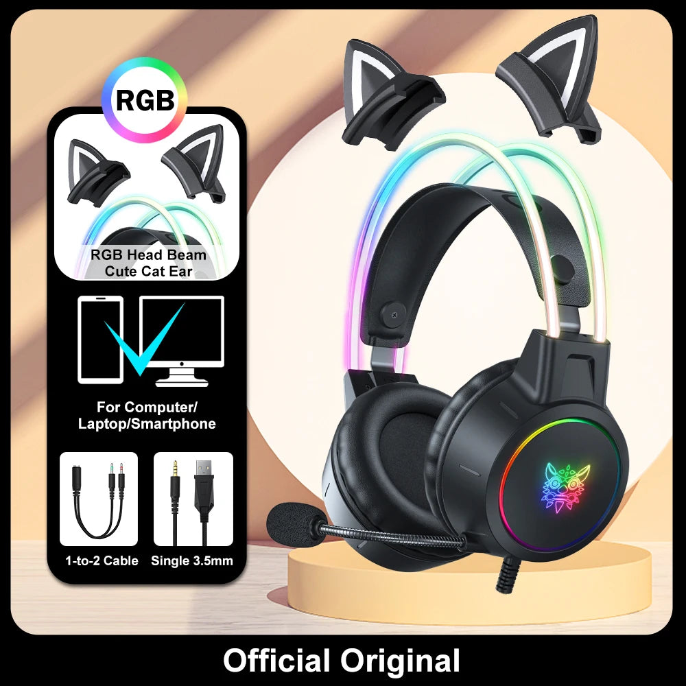 ONIKUMA RGB Gaming Headset mit Mic – 3.5mm für Konsole & PC