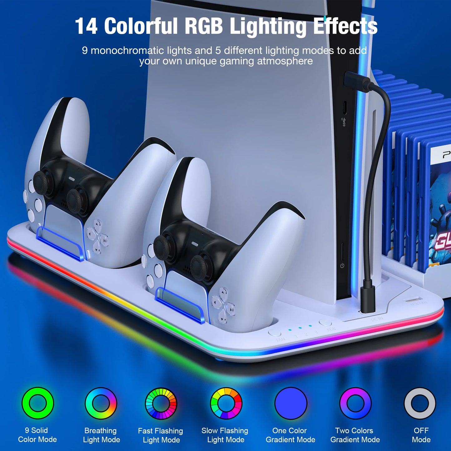 PS5 RGB Kühlständer mit Ladefunktion