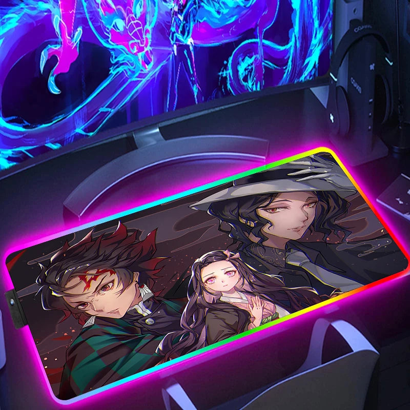 Demon Slayer RGB Gaming Mauspad – XXL Desk Mat mit LED-Beleuchtung