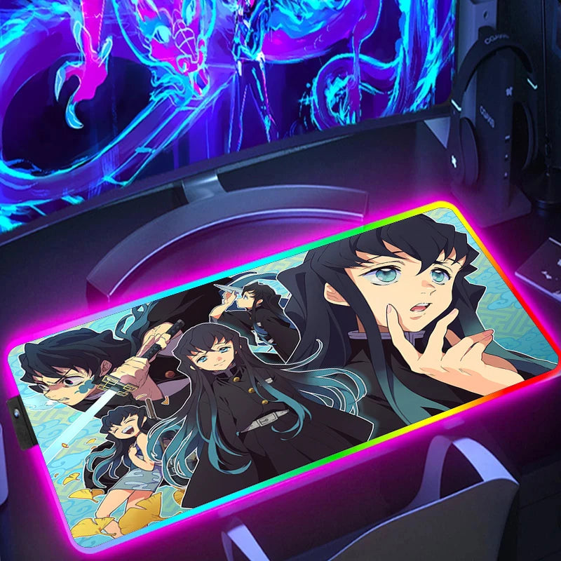 Demon Slayer RGB Gaming Mauspad – XXL Desk Mat mit LED-Beleuchtung