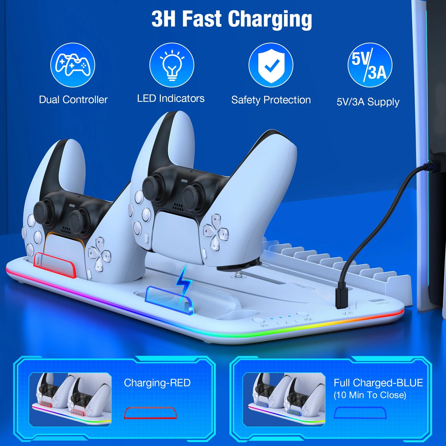 PS5 RGB Kühlständer mit Ladefunktion