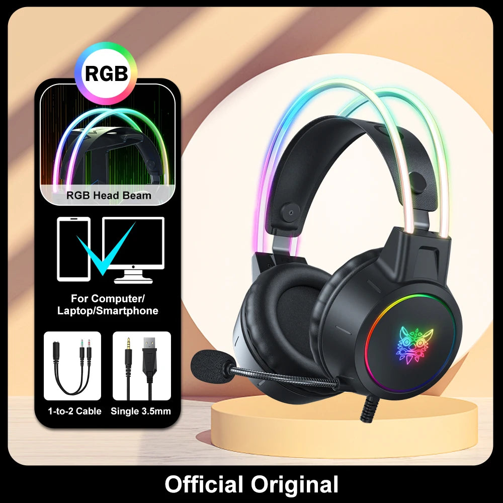 ONIKUMA RGB Gaming Headset mit Mic – 3.5mm für Konsole & PC