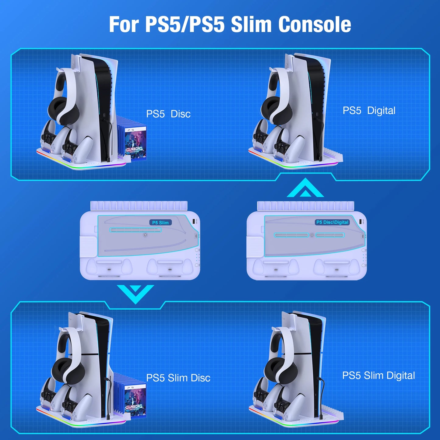 PS5 RGB Kühlständer mit Ladefunktion