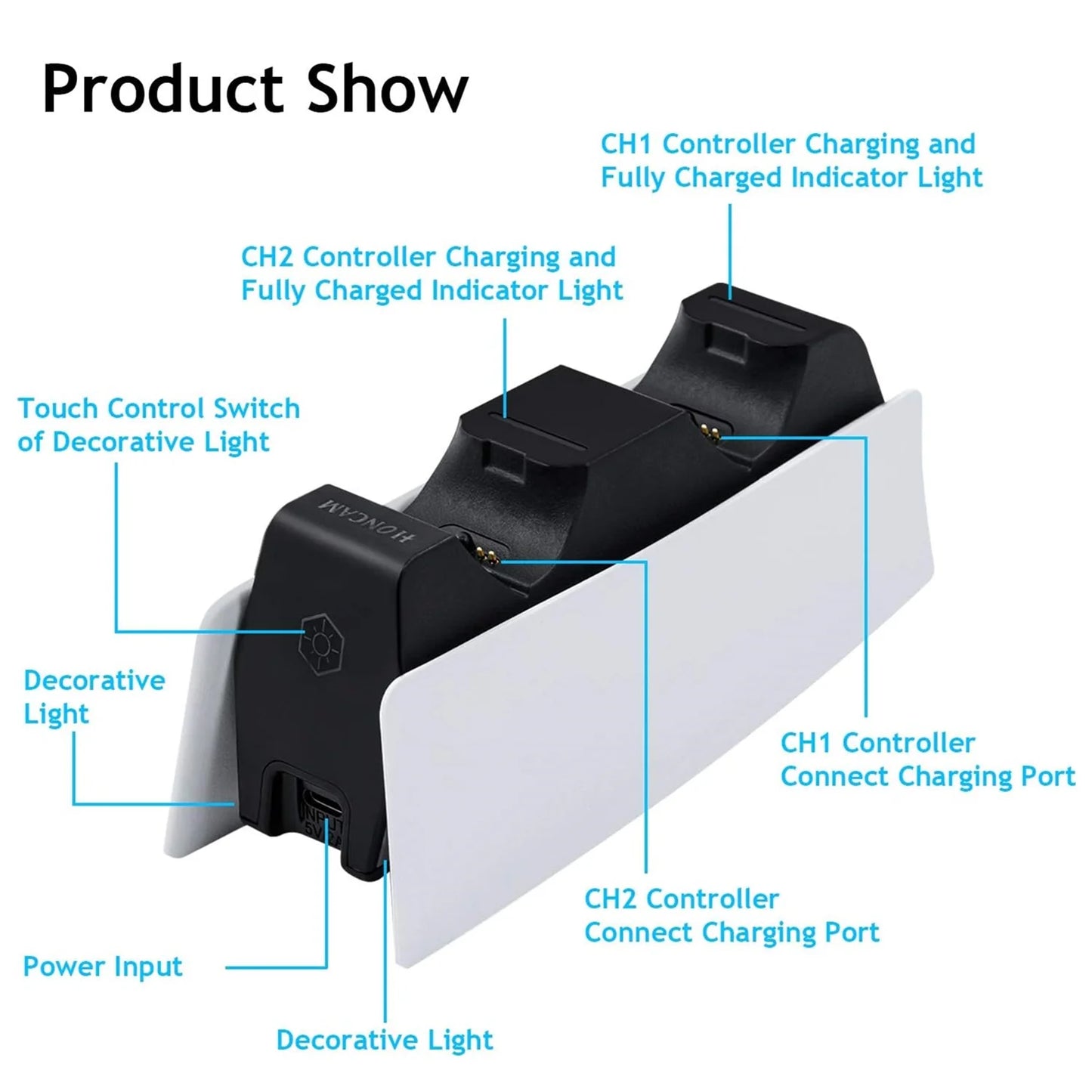 PS5 Dual Charger – Schnellladestation mit LED-Anzeige für Controller