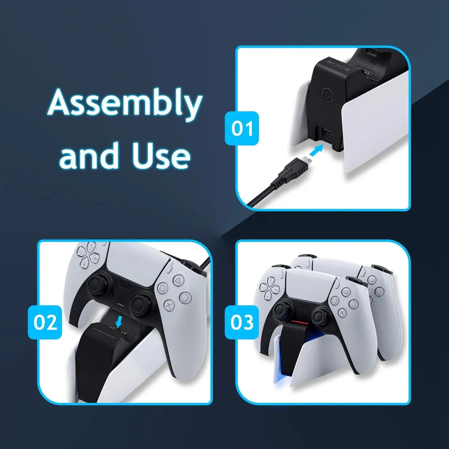 PS5 Dual Charger – Schnellladestation mit LED-Anzeige für Controller