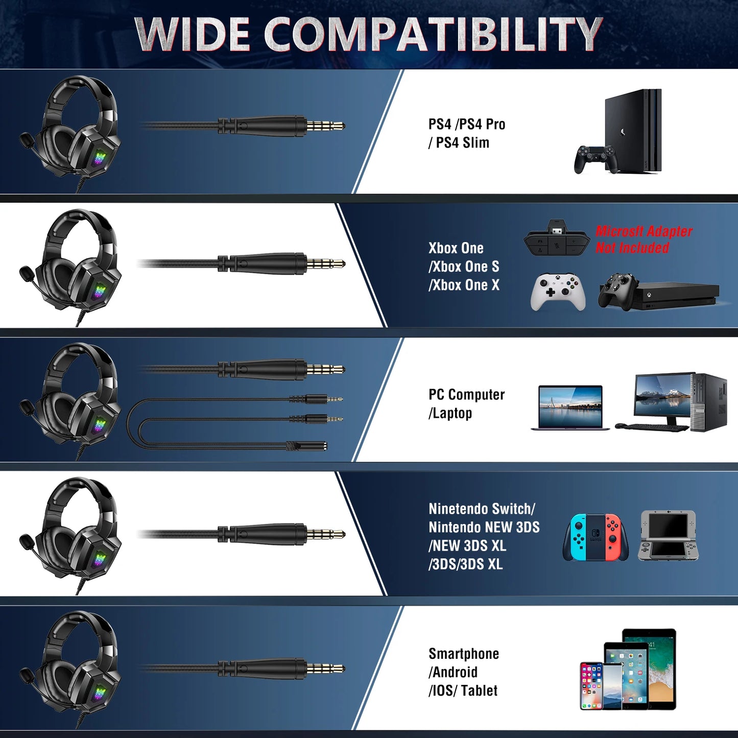 ONIKUMA K8 RGB Gaming Headset mit HD-Mikrofon