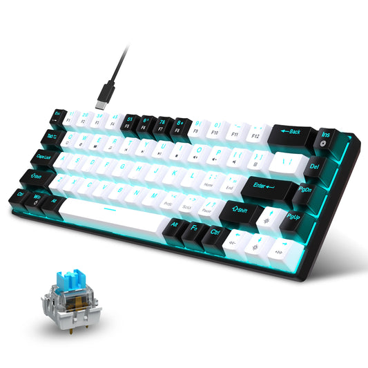 Ergonomische Gaming-Tastatur – 68 Keys mit LED & Blue Switches