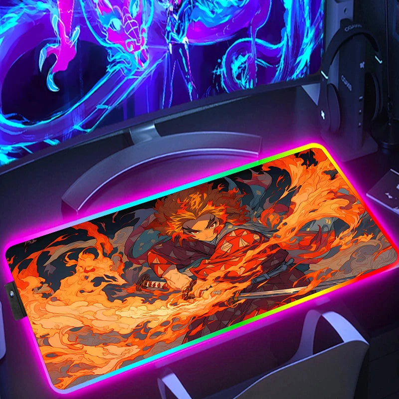 Demon Slayer RGB Gaming Mauspad – XXL Desk Mat mit LED-Beleuchtung