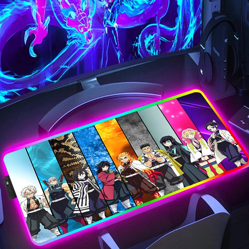 Demon Slayer RGB Gaming Mauspad – XXL Desk Mat mit LED-Beleuchtung