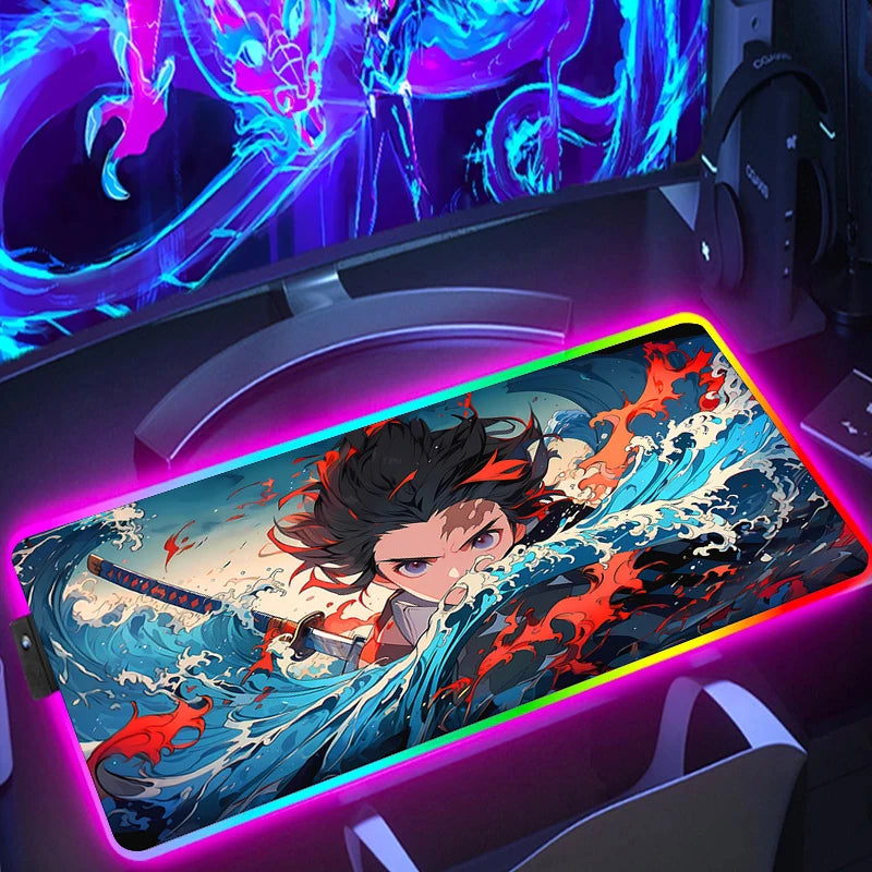 Demon Slayer RGB Gaming Mauspad – XXL Desk Mat mit LED-Beleuchtung