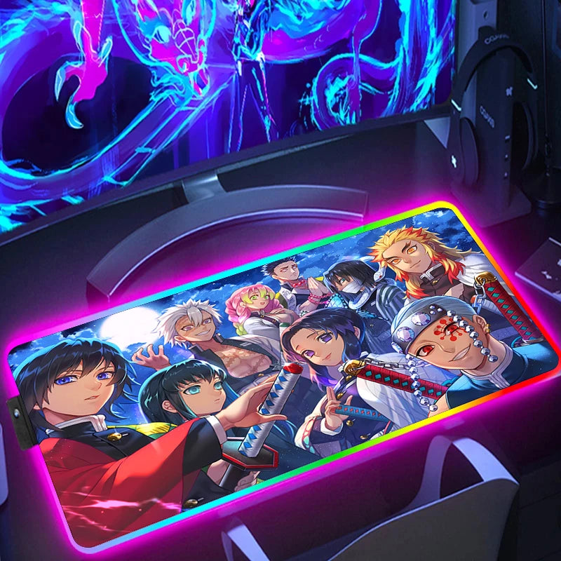 Demon Slayer RGB Gaming Mauspad – XXL Desk Mat mit LED-Beleuchtung