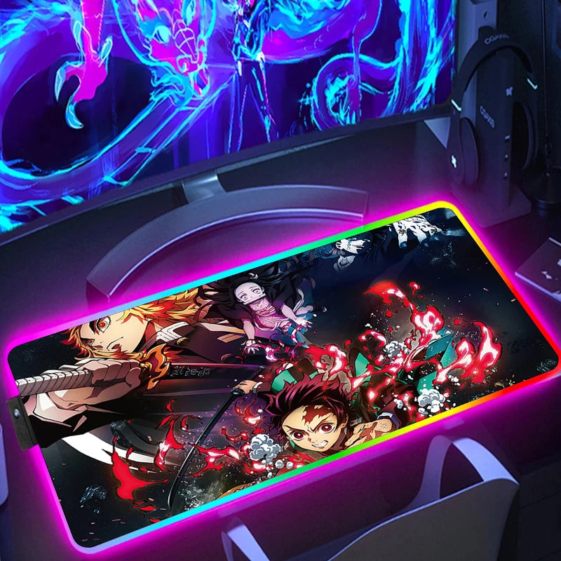 Demon Slayer RGB Gaming Mauspad – XXL Desk Mat mit LED-Beleuchtung